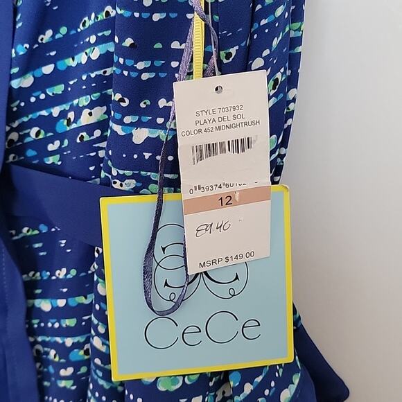 NWT CeCe Playa del Sol Colorful Highlights Mix Ruffle Maxi Dress, 12 - Picture 7 of 11